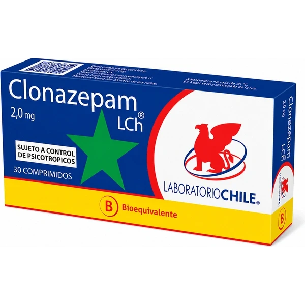 Clonazepam 2,0 mg x 30 comprimidos "Ley Cenabast" (Venta solo en Sucursal) CHILE